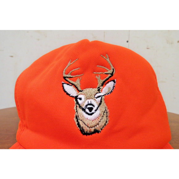 Vintage Duck Bay Orange Snapback Hunting Cap Hat With Embroidered Deer Buck - Picture 2 of 6